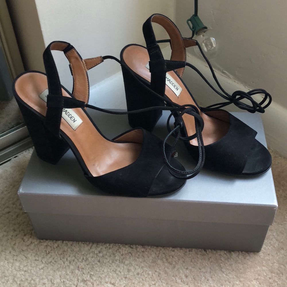 Steve Madden Black Block Wrap Heel - image 1